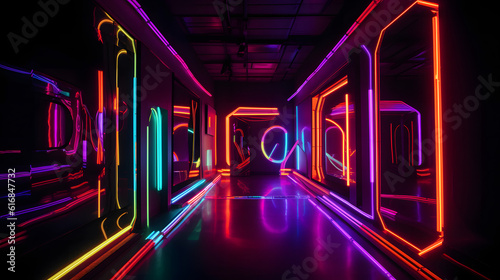 ネオン・ドリームズ：未来的なSFトンネルを旅する No.008 | Neon Dreams: A Journey Through a Futuristic Sci-Fi Tunnel Generative AI