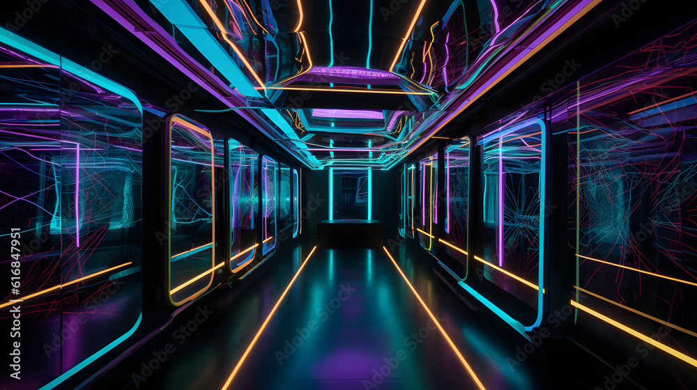 ネオン・ドリームズ：未来的なSFトンネルを旅する No.019 | Neon Dreams: A Journey Through a Futuristic Sci-Fi Tunnel Generative AI