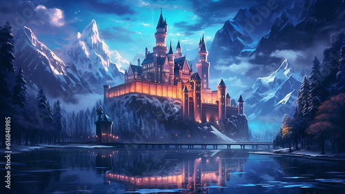 輝く西洋の城,Generative AI AI画像