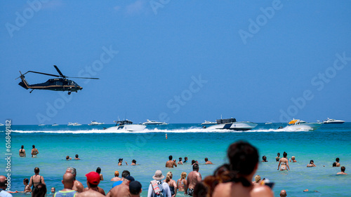 An awesome helicopter over Miami. photo