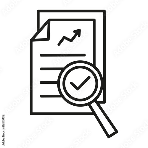 magnifying glass like audit assess. Document and magnifying glass icon.Vector illustration. stock image.