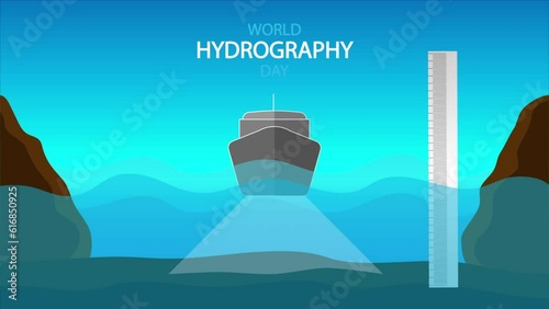 Hydrography day world ship, art video illustration. photo