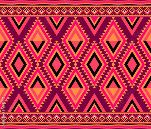 Embroidery indian aztec ethnic pattern in pink vector illustration design for fabric, mat, carpet, scarf, wrapping paper, tile and more