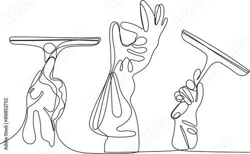 Home cleaning service landing page design concept, illustration of janitors with cleaning tools. Vector illustration