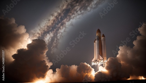 An Illustration Of A Visually Stunning Shot Of A Space Shuttle Taking Off AI Generative