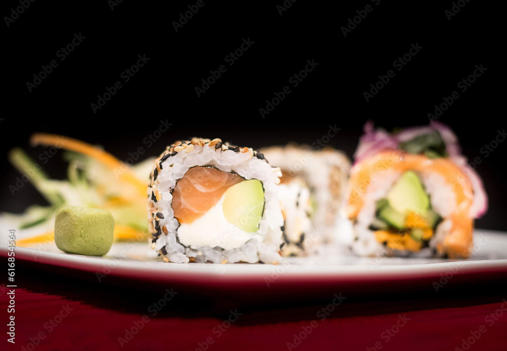 Sushi is made with a shortgrain, sweet white rice called Japanese rice