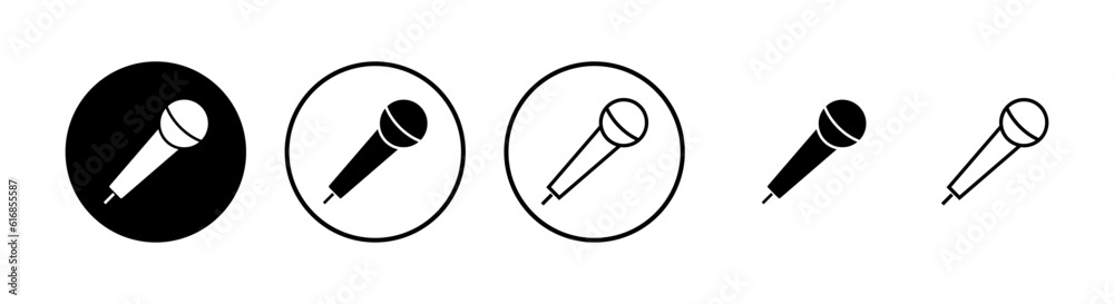 Microphone Icons set. Mic sign. Karaoke microphone icon. Broadcast mic sign Microphone Icons set. Mic sign. Karaoke microphone icon. Broadcast mic sign