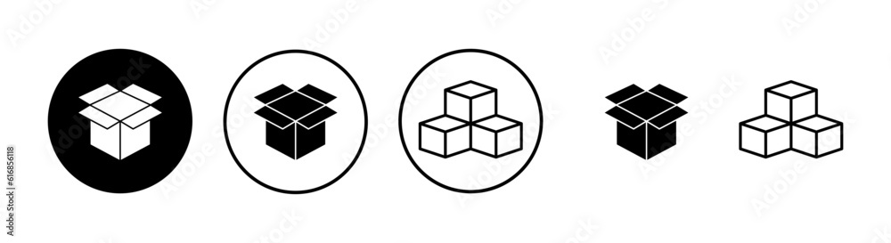 Open box icons set. Cardboard box, packaging open. Box icon vector Open box icons set. Cardboard box, packaging open. Box icon vector