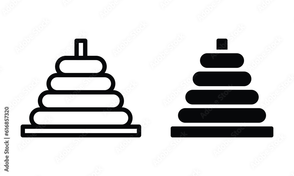 Ring stacker icon with outline and glyph style. Ring stacker icon with outline and glyph style.