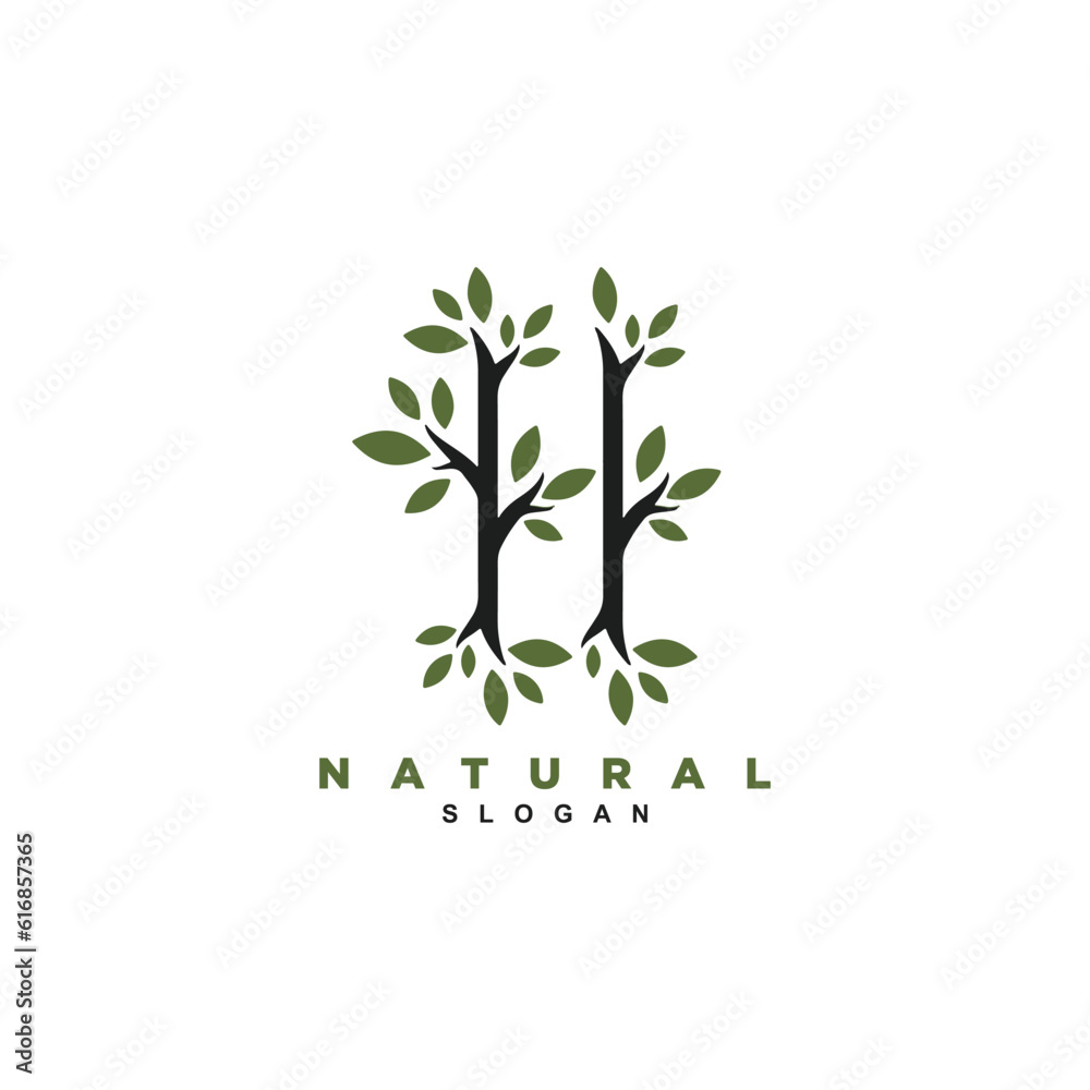 Nature two tree branch root logo design vector for your brand or business