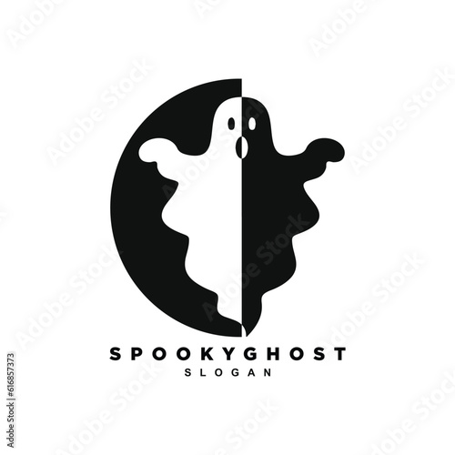 Two side flying ghost logo design vector illustration