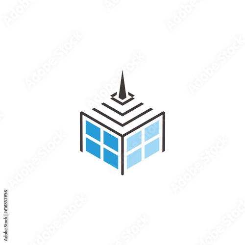 tall building glass simple geometric logo vector