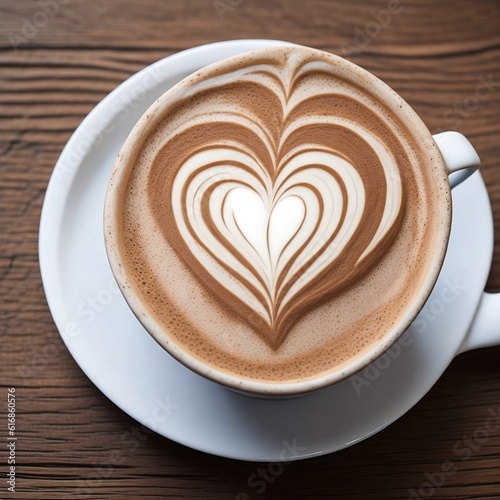 A cup of coffee with heart AI generated 