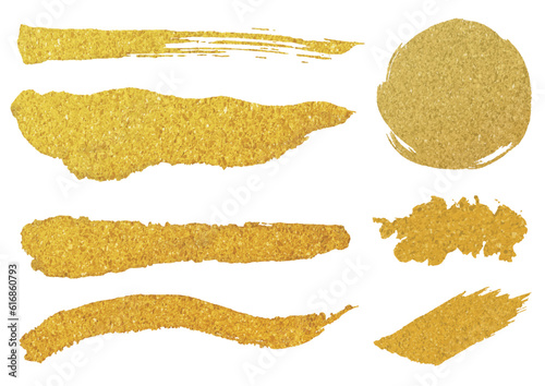 金泥っぽい線や円などのデザイン素材セット
