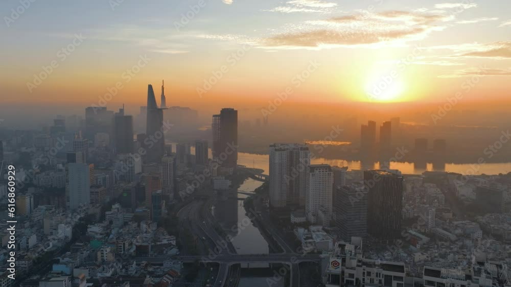 Sunset hyper lapse in Ho chi Minh City, Viet Nam