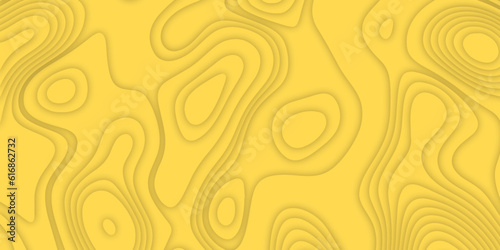 Black on yellow contours vector topography stylized height of the lines. The concept of a conditional geography scheme and the terrain path. Ultra wide size. Map on land vector terrain Illustration.