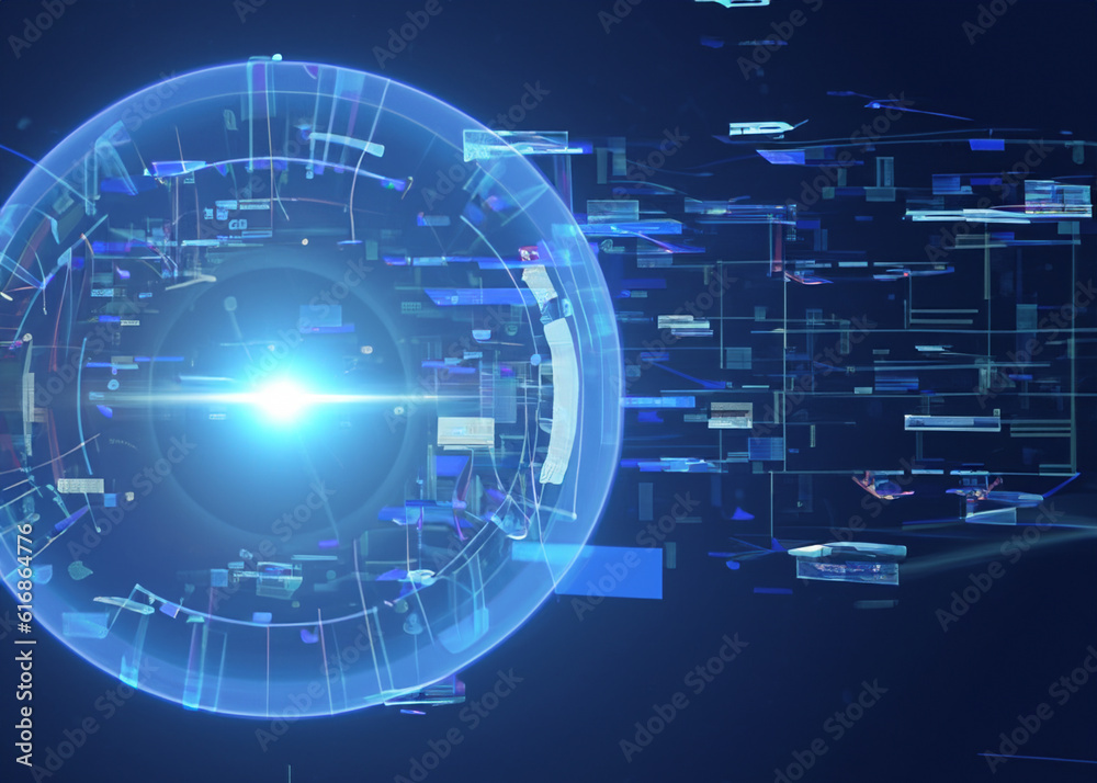 Obraz premium abstract hi tech hologram, data analysis, internet concept created with generative ai technology