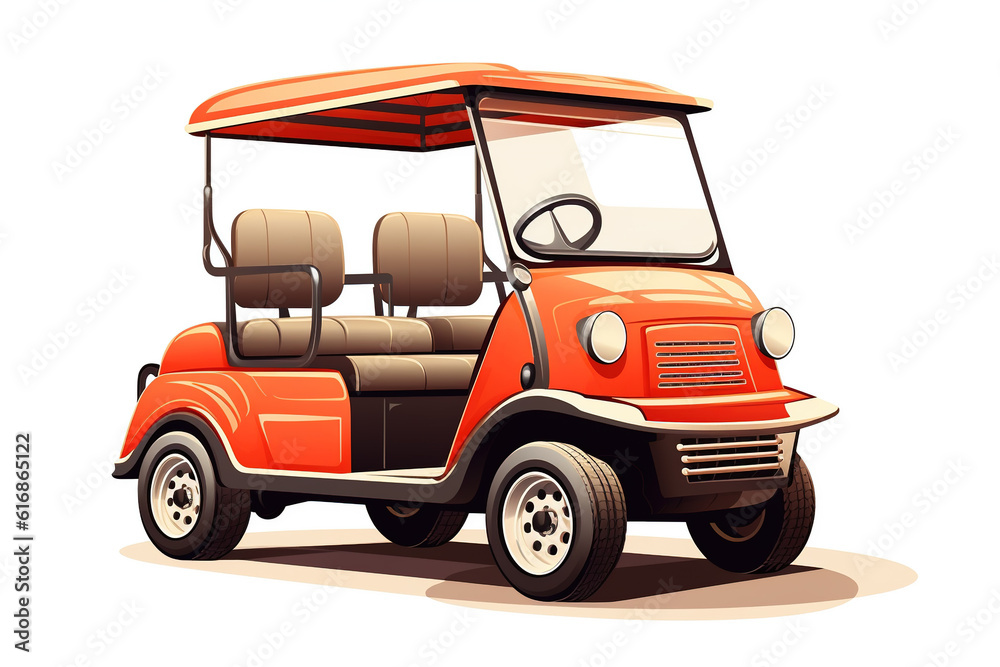 illustration of a stylish, vintage retro golf cart isolated on a white background