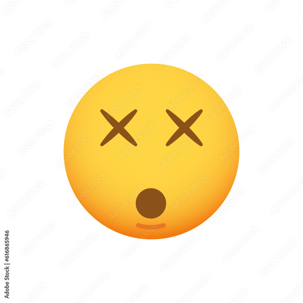 Dizzy emoticon face. Vector emoji with crosseyed face. Smiley icon