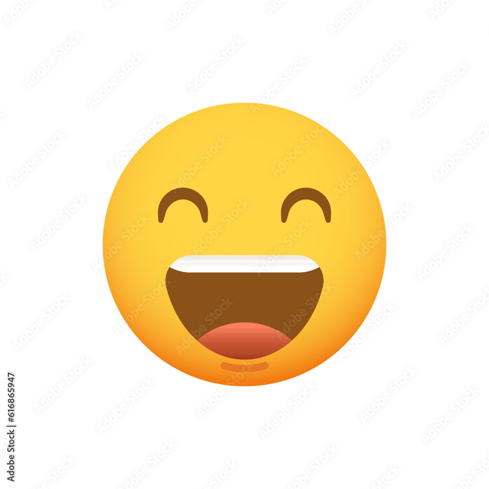 Emoticon smiley with a huge smile on his face. Vector emoji yellow icon Emoticon smiley with a huge smile on his face. Vector emoji yellow icon