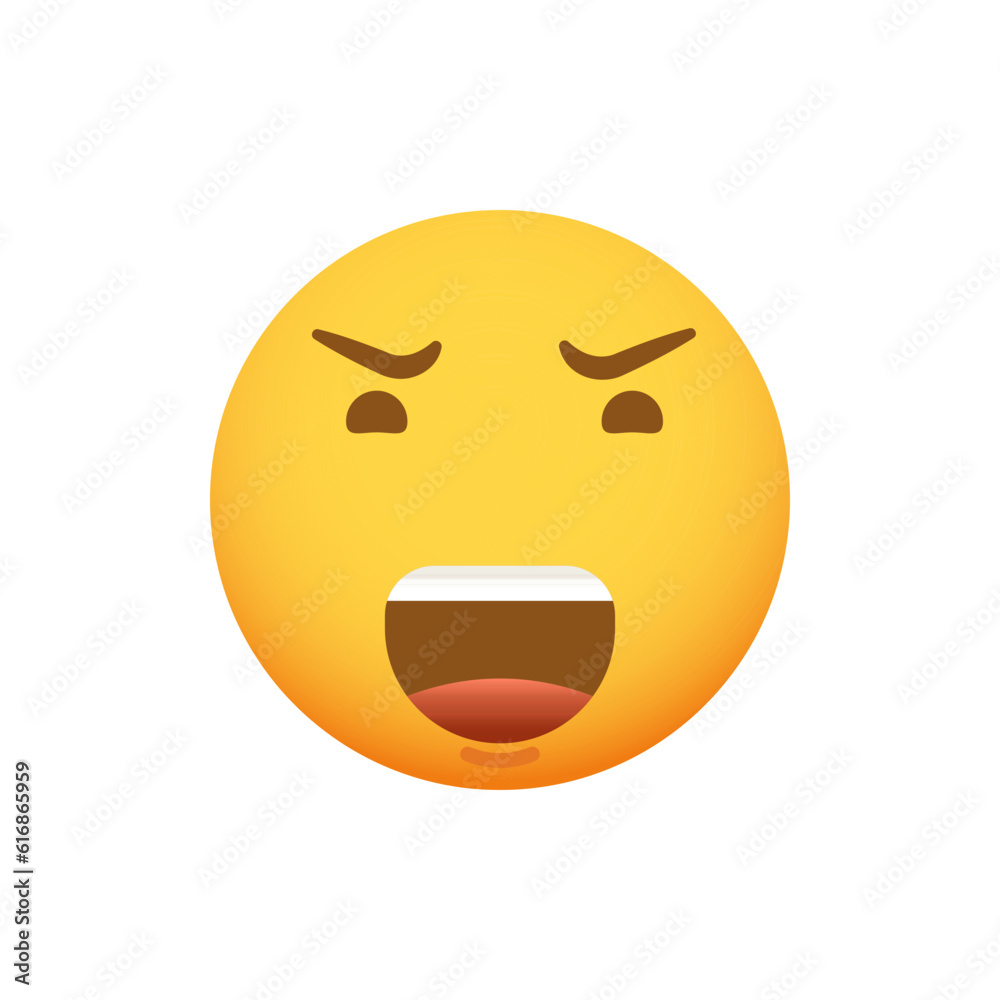 Fototapeta premium Emoticon smiley with a angry face. Vector emoji icon