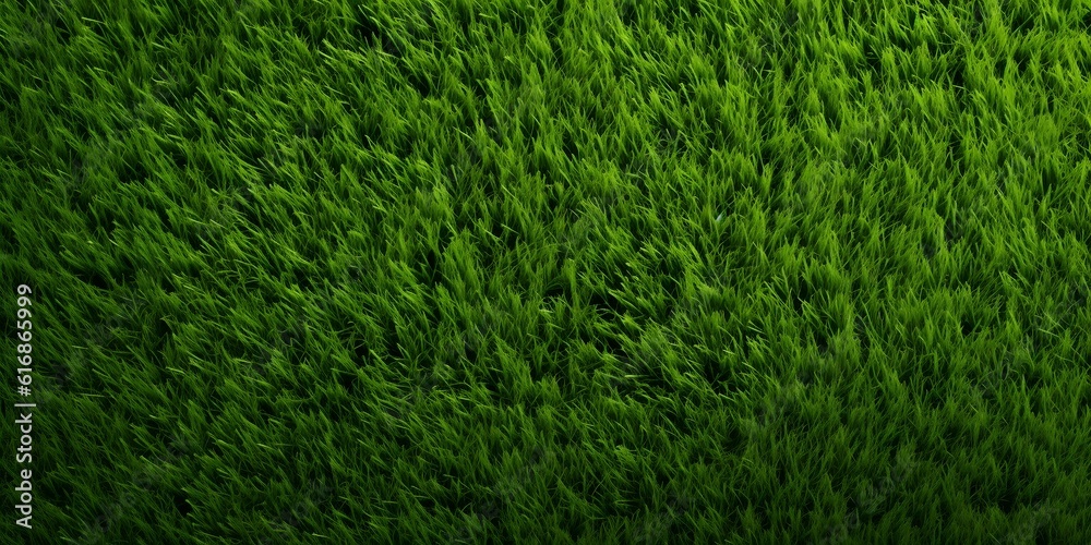 Wide format background image of green carpet of neatly trimmed grass ...