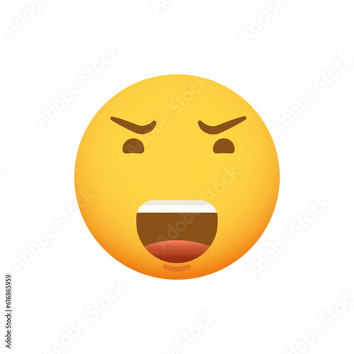 Emoticon smiley with a angry face. Vector emoji icon
