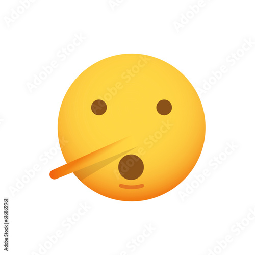 Lie emoticon concept. Vector emoji smiley icon with big nose