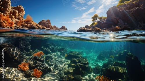 Ocean Wonders - Vibrant Coral Reef and Marine Life. Generative AI © Mustafa