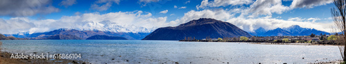 panorama view of lake wanaka one most popular traveling destination in southland new zealand