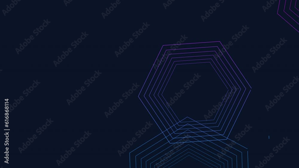 Dark blue background with pink blue hexagon lines motion design loop animation Dark blue background with pink blue hexagon lines motion design loop animation