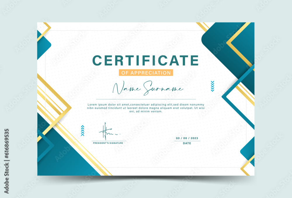 Award certificate template. fancy green color gradation, with gold outline. line pattern, gold eps 10
Award certificate template. fancy green color gradation, with gold outline. line pattern, gold eps 10