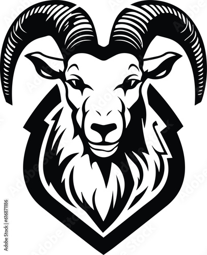 Goat Logo Monochrome Design Style