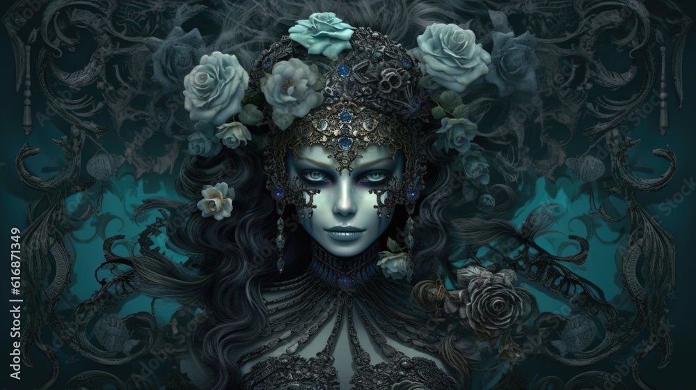 gothic skull, digital art illustration