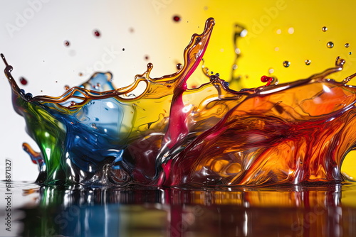 Oil Liquid Splashing, colorful background