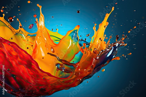 Oil Liquid Splashing, colorful background © waranyu