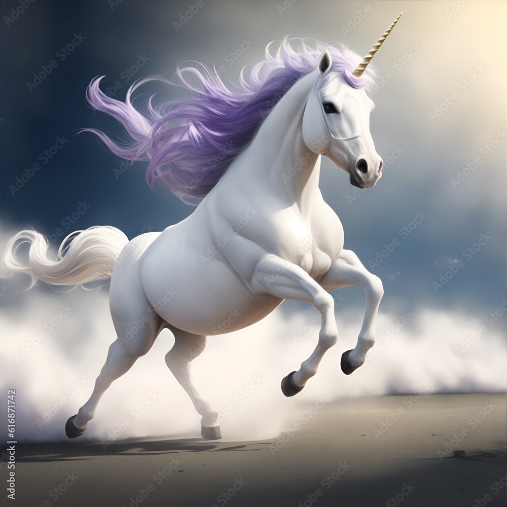 Majestic Flight: Witness the Graceful Run of the White Unicorn