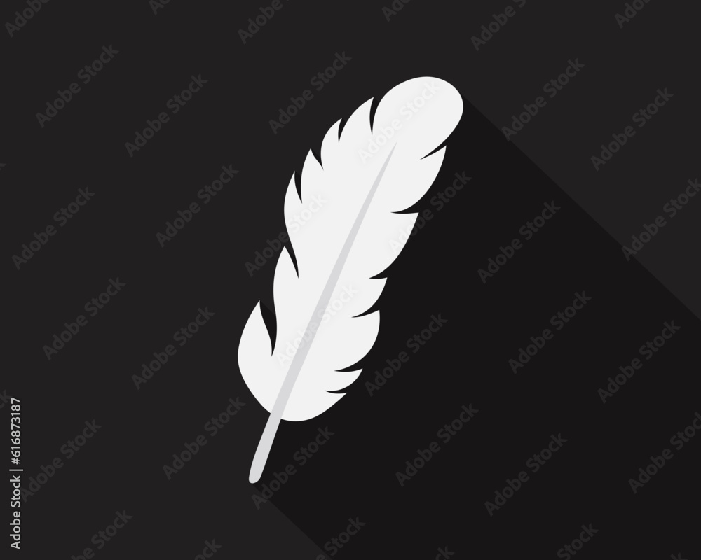 Drawing of feather on black background Drawing of feather on black background