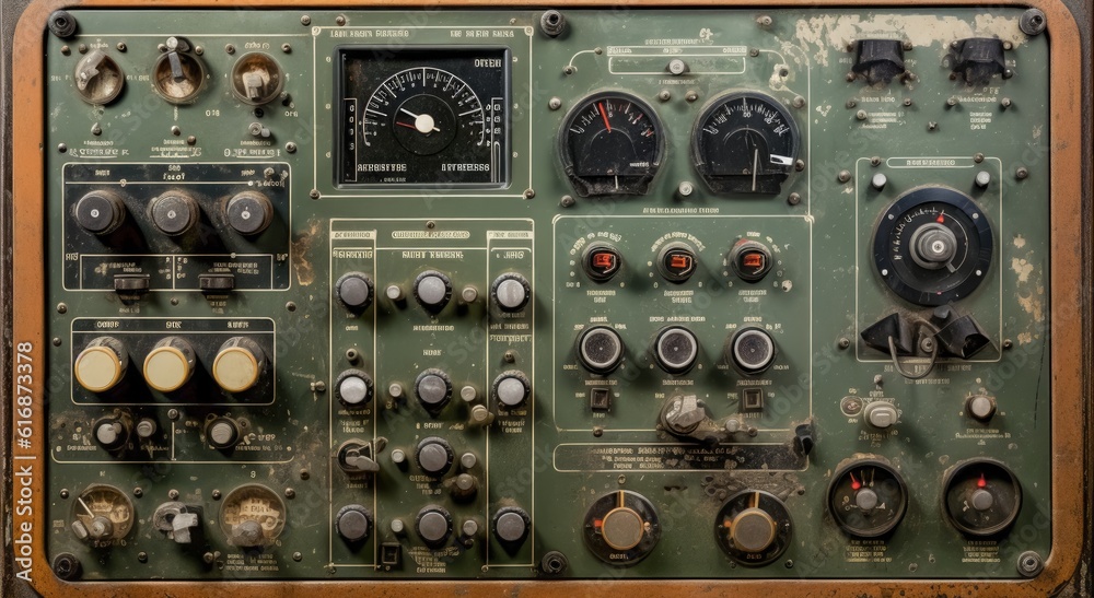 Obraz premium Vintage Equipment Control Panel. Generative AI