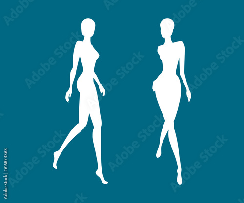 Woman body silhouettes fashion collection. Female mannequin for fashion designs. Vector illustration isolated in white background