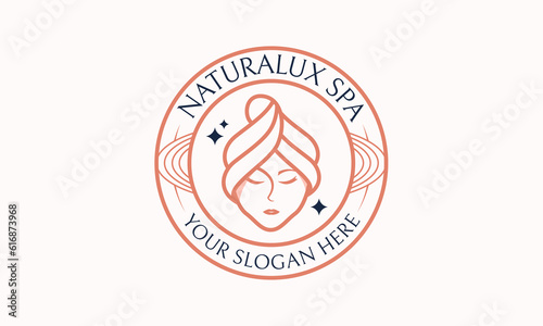 Beauty spa salon emblem outline logo vector design
