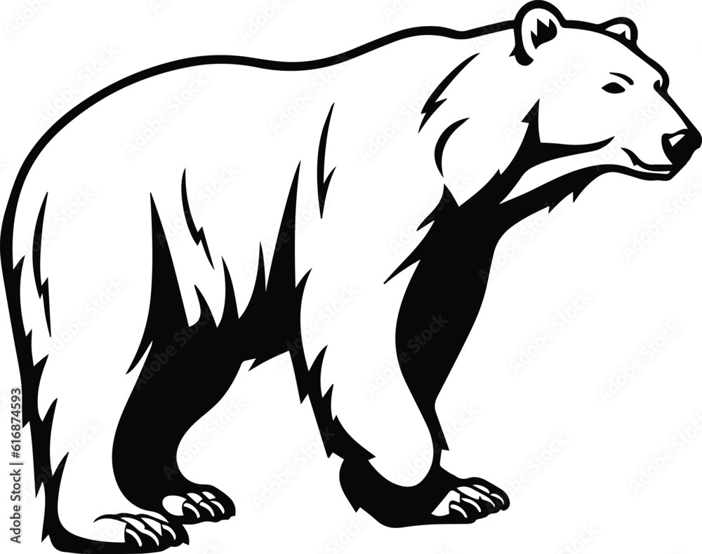 Polar Bear Logo Monochrome Design Style