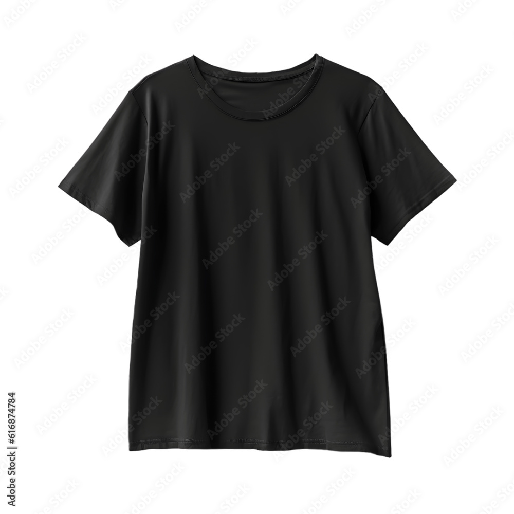 Black t-shirt short sleeve mockup isolated on transparent background. AI Generated Black t-shirt short sleeve mockup isolated on transparent background. AI Generated