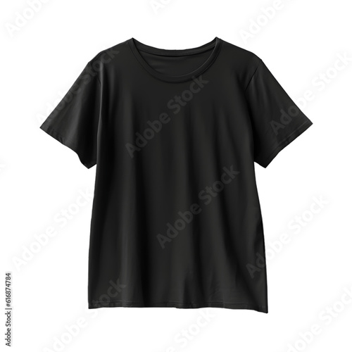 Black t-shirt short sleeve mockup isolated on transparent background. AI Generated