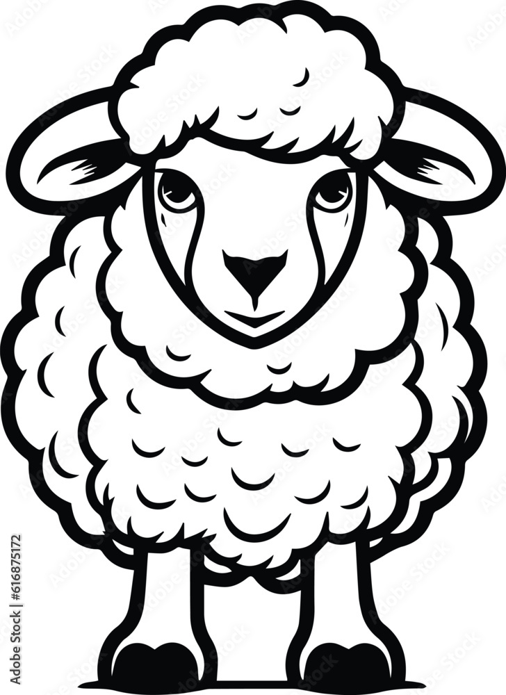 Fototapeta premium Sheep Logo Monochrome Design Style