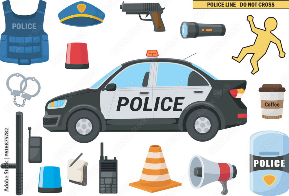 Set of police professional equipment