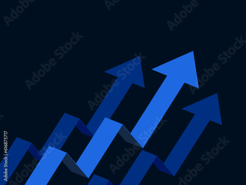 Dark blue arrows , moving forward, leading, dark black background, business growth