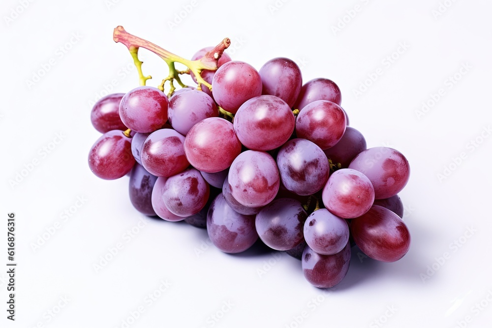 Appetizing grapes on white background. Generative AI.