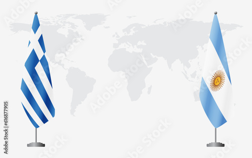 Greece and Argentina flags for official meeting