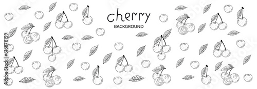 cherry berry background  design element for packaging  banner  postcard  fabric  sketch illustration